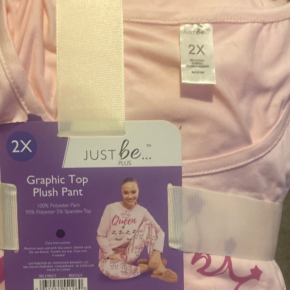 just be Light Pink Graphic Pajama Set